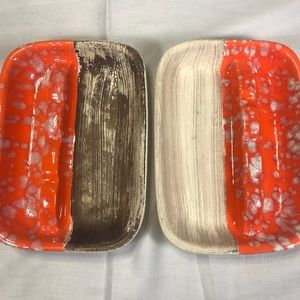 2 Vintage MCM Jaru of California Ceramic Stoneware Pottery Ashtray Retro Unique